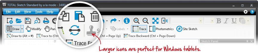 Larger icons perfect for Windows tablets.