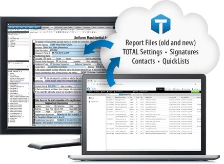 Report files, TOTAL settings, signatures, contacts, databases.